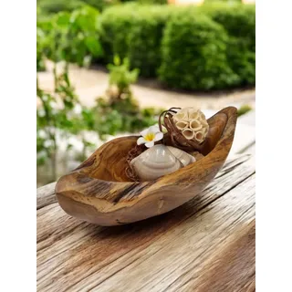 Kinaree Teak Wurzelholz Schale Boot - 31cm Deko Obstschale Holzschale