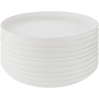 GRÄWE Linea Teller aus Kunststoff Ø 18 cm, 10 Stück, Weiß, unzerbrechliches PP Geschirr, spülmaschinengeeignet bis 50 °C, mikrowellengeeignet, Camping Picknick Outdoor