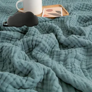 Musselin Decke Sommer, 2025 Musselin Decke 150 x 200, 100% Natürliche Musselindecke Leichte Sanfte, Bequeme Muslin Blanket Erwachsene as Blanket, Bed, Couch Throw für Ganze Saison (B,70*140cm)