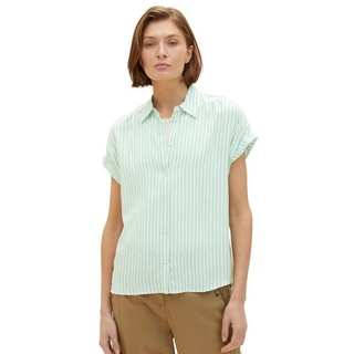 TOM TAILOR Blusenshirt Gestreifte Kurzarm Bluse Übergröße Shirt 5364 in Grün grün