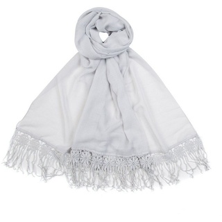 Modescout Stadler Modeschal Sommer Schal mit Fransen, Sehr hochwertiges Material grau