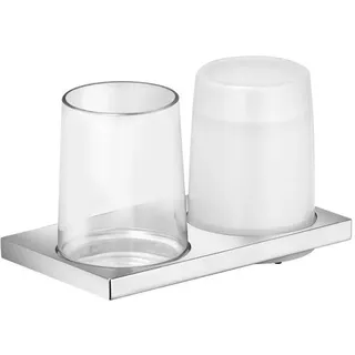 Keuco, Seifenspender + Seifenschale, Doppelhalter mit Glas und Lotionsspender Edition 11 Kristallglas/chrom 11153