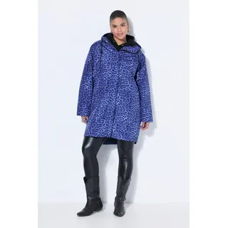 Studio Untold Wintermantel Leo Print Kapuze Zipper Blau 42/44