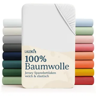 Laleni Spannbettlaken Atmungsaktives weiches und wärmendes Spannbettlaken, Baumwolle, Gummizug: rundum, (1 Stück), Kinderbett, Spielgitter, Wiege oder Stubenwagen mit Rundumgummizug weiß 60 cm x 120 cm
