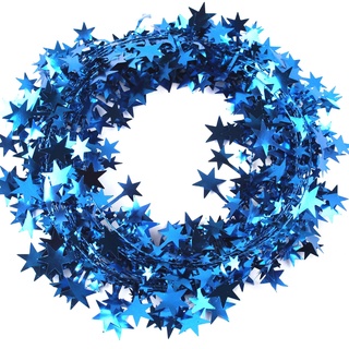 1 Stück Weihnachtsdeko Girlande Lametta Girlande 7,5m je Stück,Kleine Sterne Girlande Weihnachten Draht mit Sternen Deko,für Weihnachtsbaum Zuhause Hochzeit Party Festival Dekoration,Blau