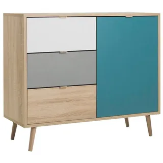 Newroom Kommode Sonoma Eiche 103 cm, Sideboard Sonoma Eiche Modern Highboard Anrichte Skandinavische bunt