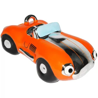 alles-meine.de GmbH Spardose - Oldtimer/Rennwagen/Auto - ORANGE - mit Schloß - stabile Sparbüchse aus Porzellan/Keramik - Fahrzeug Sparschwein lustig Führerschein/Rei..