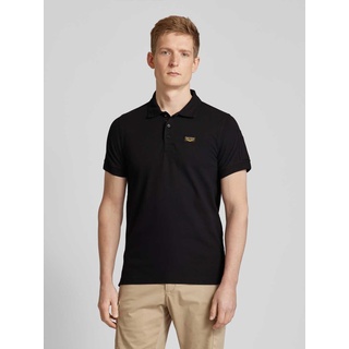 Regular Fit Poloshirt mit Label-Patch Modell 'TRACKWAY', Black, M