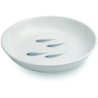 Zafferano Mannaggia Li Pescetti - Porzellan-Reisportionierer, Durchmesser 300 mm, Farbe Grau, Fisch-Muster, spülmaschinenfest - Set 2 Stück