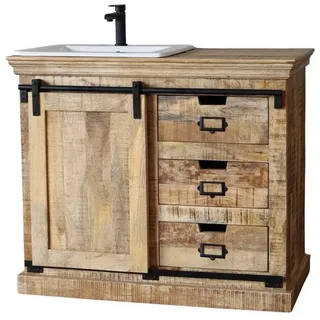 baario Waschtisch Waschtisch VODICE Massivholz, rustikal Landhausstil Vintage Badmöbel braun