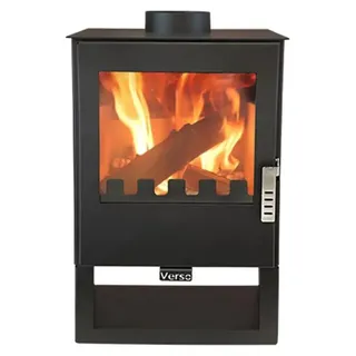 Verso Kaminofen Stahl Schwarz/Abdeckplatte Glas