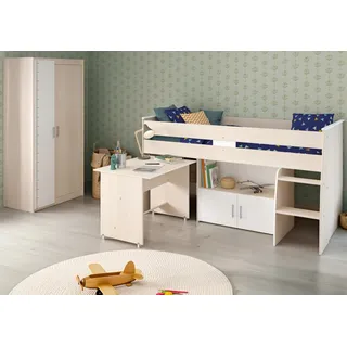 Parisot Jugendzimmer-Set Charly, (Hochbett (90x200) inkl. Schreibtisch und Kleiderschrank), kein Lattenrost erforderlich beige