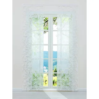 ESLIR Schiebegardinen Ausbrenner Flächenvorhänge Set 2er Gardinen mit Klettband Schiebevorhang Transparent Vorhang Weiß BxH 57x145cm 2 Stück