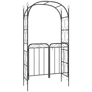 furnicato Rosenbogen Gartenbogen mit Tor aus pulverbeschichtetem Stahl 108x45x235 cm, 1 St. schwarz