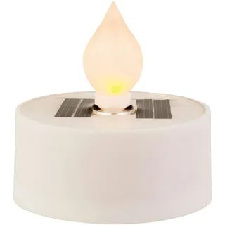 Lumineo Solar LED Teelicht Outdoor 5x2cm Kunststoff Outdoorkerzen Flammenlose Teelichtkerzen flackernde Flamme Tischkerzen Dekokerzen Kerzen Weiß Warmweiß