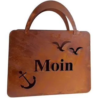 Bornhöft Tasche zum Bepflanzen Windlicht Beetdeko Metall Rost Gartendeko 40cm x 44cm XXL Edelrost rostige Deko für den Garten Moin