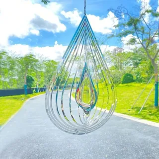 3d-windspiel Aus Edelstahl Für Drinnen Und Draußen, Kinetische Partydekoration, Gartendekoration, 3d-bastelornamente Aus Metall, 30 Cm (11,8 Zoll), Tropfenförmig, Zum Aufhängen