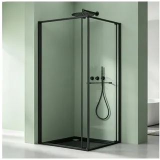 mai & mai Rav69K Eckdusche mit Schiebetür 80 x 80 cm Schwarz Sicherheitsglas