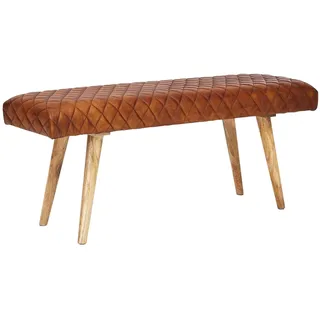 KADIMA DESIGN Sitzbank Springbock-Lederbank Braun 115 x 53 x 38 cm