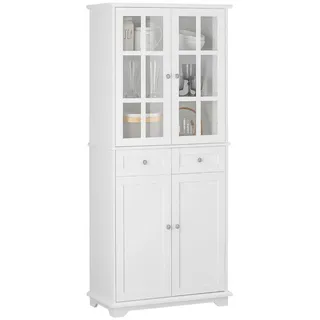 SoBuy Buffet FSB76 Hochschrank mit 2 Schubladen 2 Türen 80 x 40 x 180 cm Weiß