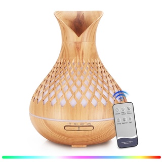 400ml Aroma Diffuser, Diffuser Ätherische Öle mit Fernbedienung, Ultraschall-Luftbefeuchter mit 7 Farben LED, 4 Timer, 4 Nebelmodi für Zuhause