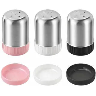 3 Stück Mini Salzstreuer, Salz und Pfefferstreuer Klein mit Deckel,Salz Edelstahl für Gewürzstreuer,Edelstahl Salzstreuer Mini für Unterwegs,Camping, Reisen, Bento Box und Outdoor