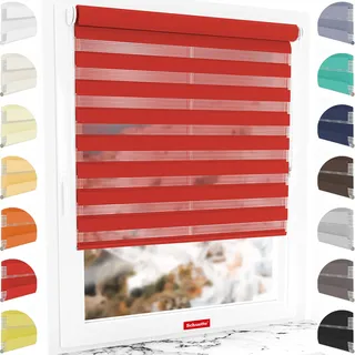 Schuette® Rollo ohne Bohren & mit Bohren 2in1 ● Tag & Nacht Doppelrollo Kollektion: Red Rose (Rot) ● 70 x 130 cm (Breite x Höhe) ● Suprafix Klemmrollo = Klemmfix 2.0 ● 60s Montage mit Video