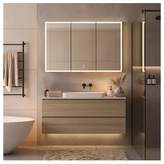 HOME DELUXE Badezimmerspiegelschrank LED-Spiegelschrank EVE - Größenauswahl inkl. Doppelsteckdose, Anti-Beschlag-System, Farbtemperaturwechsel 140 cm