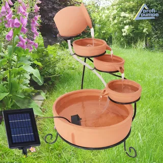 Solar Gartenbrunnen Brunnen Zierbrunnen Zimmerbrunnen Springbrunnen Brunnen Terra-3 Wasserfall Wasserspiel für Garten, Gartenteich, Terrasse