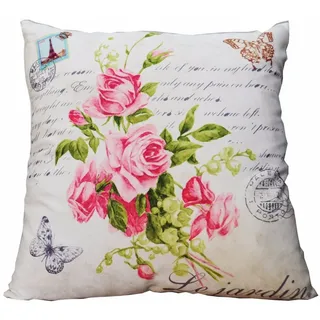 Out of the Blue Haushaltshobel Deko Kissen mit Füllung 45x45 Blumen Rosen Sofakissen Vintage