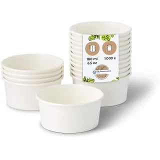 BIOZOYG Eisbecher Pappe 1000 Stück 100 ml Weiß  Dessertbecher Beschichtet Einweg  Snackbecher Waffelbecher Einwegbecher Eiscreme Joghurt
