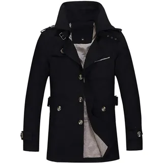 Herren Trenchcoat Einreiher Slim Fit Lässige Leichte Jacke Outdoor Mantel Oberbekleidung - S