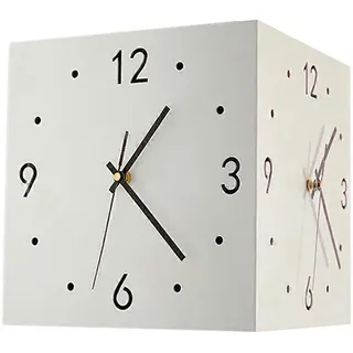 Leise Quadratische Wanduhr Fürs Schlafzimmer ‚Äì Doppelseitig, Mit Ladesensor ‚Äì Weiß