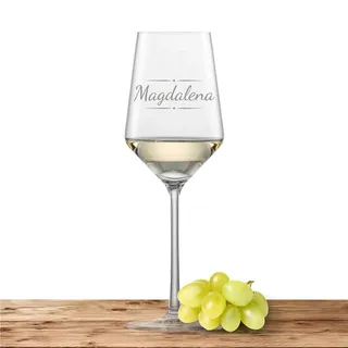 Weißweinglas mit Namen oder Wunschtext graviert - Zwiesel Glas Glas Riesling PURE - Weinglas personalisiertes Geschenk (Verzierung 03)