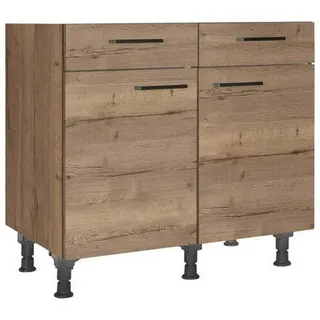 Nobilia Schubkastenunterschrank Structura, Eiche dunkel, Holzwerkstoff, 2 Schublade(n) Schubladen, einzeln stellbar, 90x87x56 cm, Blauer Engel, Pefc, Goldenes M, Made in Germany, DGM-Klimapakt, Zusatzausstattung erhältlich, Küchen, Küchenmöbel, Küchenschränke, Küchenunterschränke