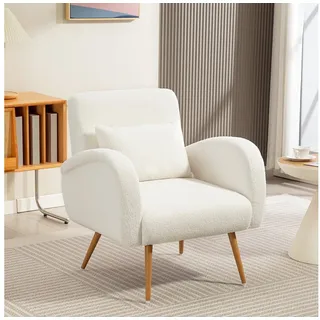 Homcom Relaxsessel gepolstert 77 x 83 x 77 cm Creme mit Kissen