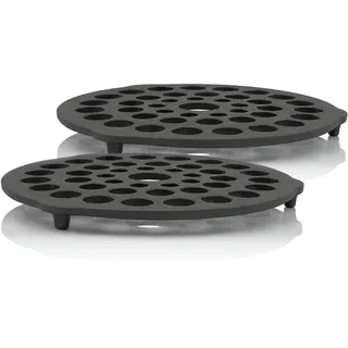 BBQ-Toro Dutch Oven Einsatz (2 Stück) | Ø 20 cm | Dreibein Pfannenknecht | preseasoned - bereits eingebrannt | Stapelrost aus Gusseisen Untersetzer und Gussrost | Dutch Oven Ständer, Topfständer