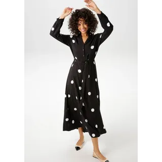 Aniston CASUAL Blusenkleid (mit abnehmbarem Bindeband) mit kontrastfarbigen Punkten - jedes Teil ein Unikat - NEUE KOLLEKTION schwarz 44