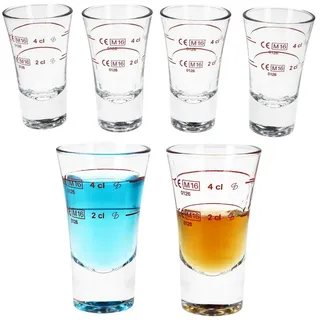 MamboCat Schnapsglas MamboCat 6x Boston Schnapsgläser geeicht 2cl 4cl Shot-Glas Pinnchen, Glas weiß