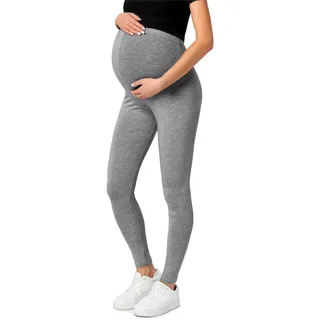 Be Mammy Lange Umstandsleggings aus Baumwolle Leggings für Schwangere Umstands Leggings Schwangerschafts Unterhosen mit Hoher Bund Weich und Elastisch BE20-230 (Mittel Melange, XL) - XL