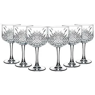 Pasabahce 440237 Gin Cocktail Glas „Timeless“ im Kristall-Design, Höhe ca. 20 cm, 6er Set aus Glas