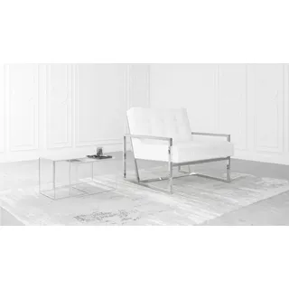 s-style möbel Loungesessel Tampa Bouclé 84 x 81 x 89 cm Weiß/Silber