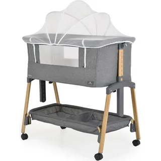 Cangaroo Beistellbett Adoro, verstellbar, Matratze, Moskitonetz, Räder grau