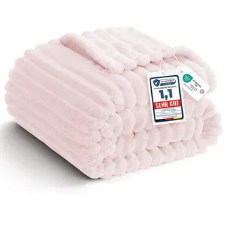 WAVVE Kuscheldecke Flauschig Decke - 150x200cm - Rosa - Weiche Flanell Fleecedecke, Sofadecke & Couchdecke, Warme Korddecke für Wohnzimmer Deko, Sofaüberwurf Tagesdecke