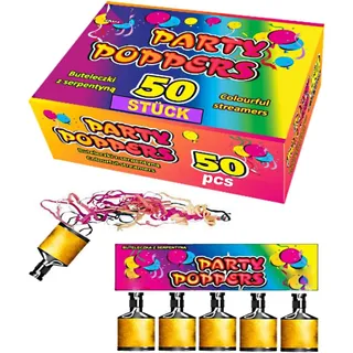 h2i Schampus Partyknaller | 50 St. | Ziehknaller Knallflasche Trickknaller | der perfekte Scherzartikel für Silvester Halloween Geburtstag & Partys – Spaß garantiert |a| Jugendfeuerwerk Kat F1