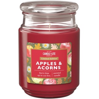Candle-Lite Duftkerze im Glas mit Deckel | Apples & Acorns | Duftkerze Fruchtig | Kerzen lange Brenndauer (bis 110h) | Kerzen Rot | Duftkerze Groß (510g)