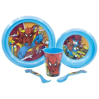Stor Geschirr-Set Spiderman Plastik Geschirr Set 5-Teile Kunststoffset für Kinder