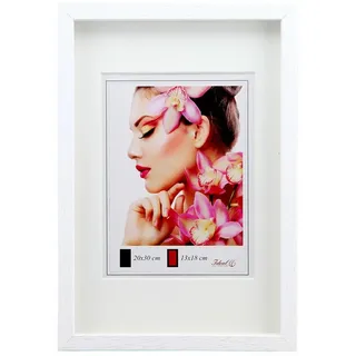 IDEAL TREND Bilderrahmen 3D Objektrahmen Holz Bilderrahmen Wanddeko Collage Poster Shirt Trikot, für 1 Bilder (1 St), Eichenholz Bilderrahmen mit Passepartout und gehärtetes Glas weiß Rechteckig | 40 cm x 50 cm | 40x50