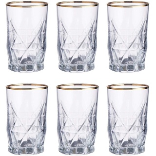 BUTLERS Trinkglas, Set 6x Schnapsgläser 110ml mit Goldrand aus Glas -UPSCALE- Shotgläser, Whisky Tequila Gläser Set