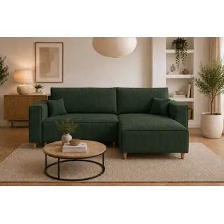marpur Eckcouch Cord 2-Sitzer Grün
